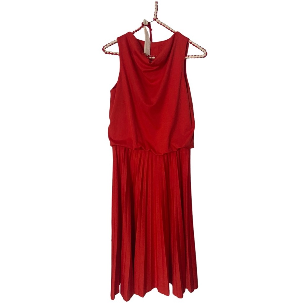 Vintage Red Pleated Dress